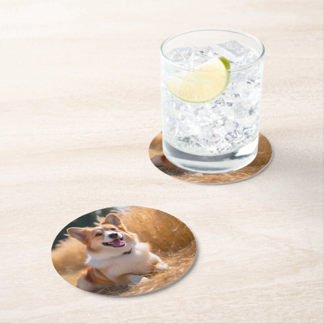 Custom Pet Photo Round Paper Coaster (Insitu)