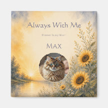 Custom Pet Photo Sunflower Memorial Magnet
