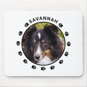 Custom Pet Photo Template With Paws & Text Mouse Pad