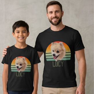 Custom Pet Photo With Name dog Personalised Gift T-Shirt
