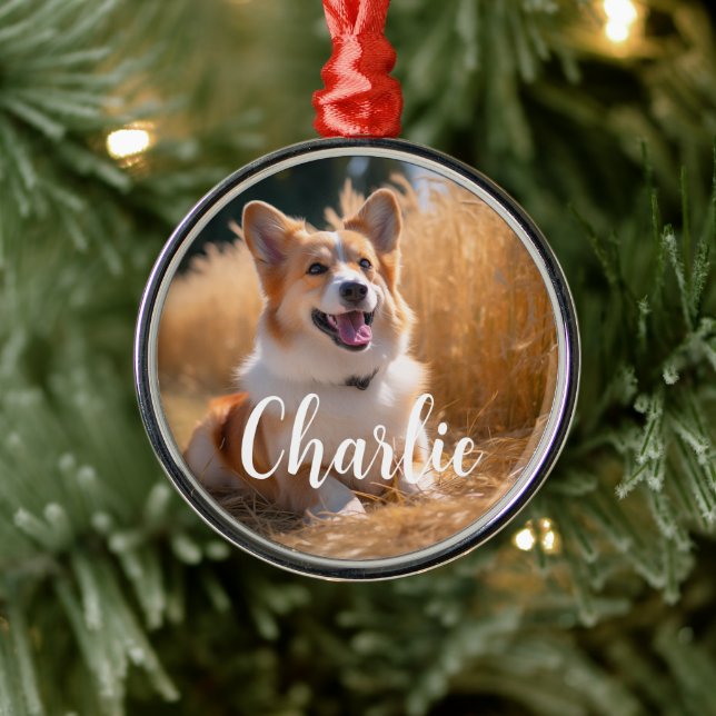 Custom Pet Photo with Name Metal Tree Decoration (Tree)