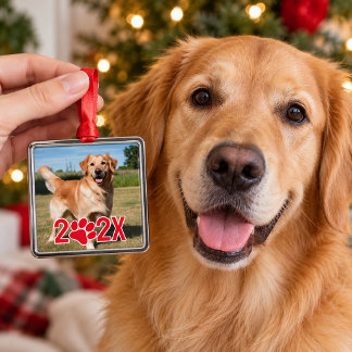 Custom Pet Photo & Year Christmas Ornament
