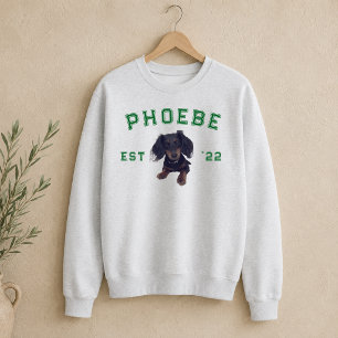 Custom Pet Portrait and Varsity Letter Arch Name Sweatshirt