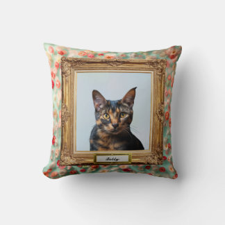 Custom Pet Portrait Cushion – Your Cat in a Frame