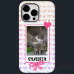 Custom Pet Portrait Cute Pink Ribbon Heart Photo Case-Mate iPhone 14 Pro Max Case<br><div class="desc">Treasure your cherished pet memories and add a touch of adorable charm to your everyday life with this captivating custom phone case featuring a personalised pet portrait framed in a retro instant photo style, adorned with delicate pink ribbons and hearts. This heartwarming design exudes a sense of nostalgia, love for...</div>