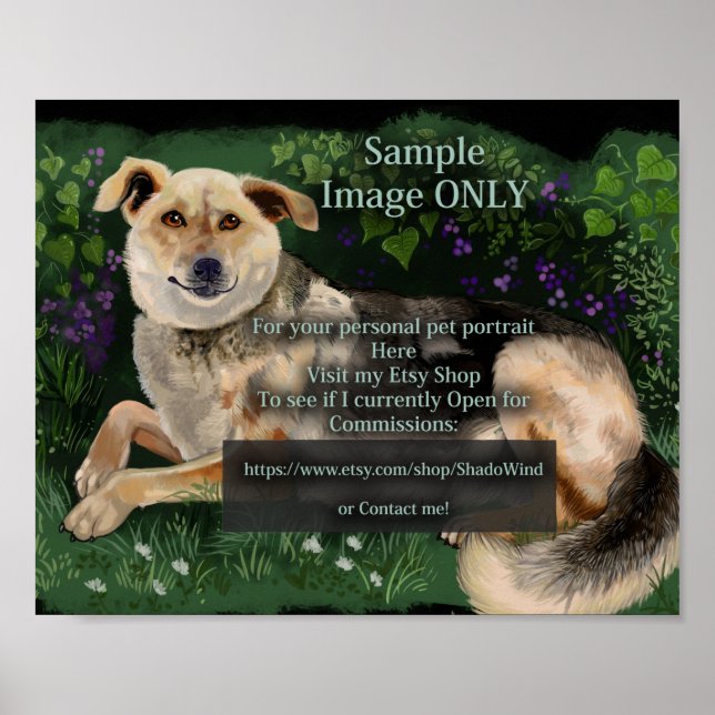 Custom Pet Portrait Digital Painting Poster (Front)