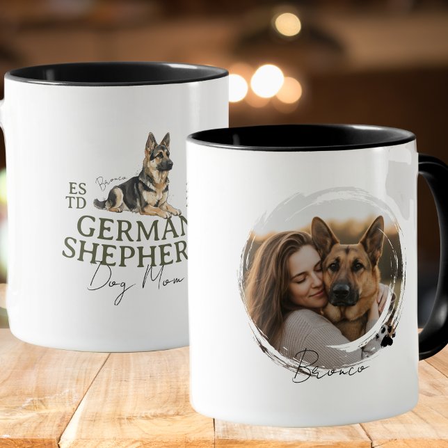 Custom Pet Portrait Dog Mum German Shepherd Mug (Elevate your kitchen set with this Custom Pet Portrait Dog Mom German Shepherd mug! )