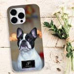 Custom Pet Portrait Elegant Monogram Name Photo Case-Mate iPhone 14 Pro Max Case<br><div class="desc">Cherish your beloved fur companion and add a touch of personalised charm to your everyday life with this captivating custom pet portrait phone case featuring an elegant black box seamlessly integrated into the design to personalise your pet's name and monogram. This unique design exudes a sense of sophistication, love for...</div>