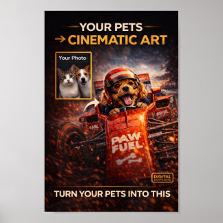 Custom Pet Portrait From Photo – Cinematic Pet Art Poster