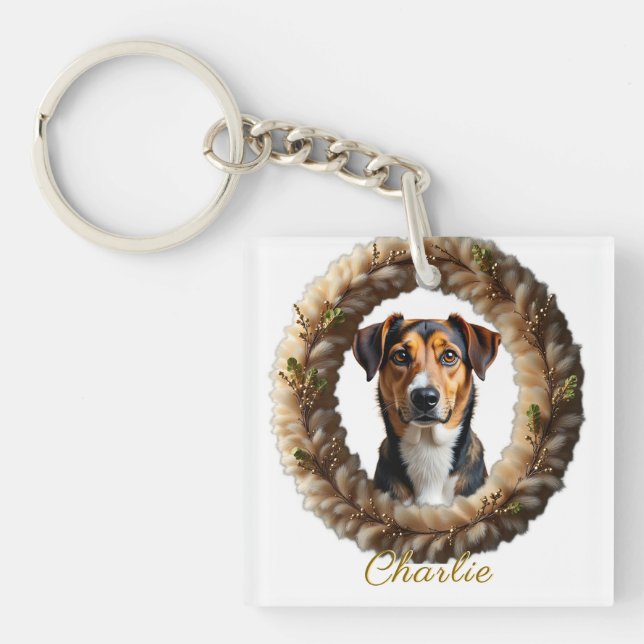 Custom Pet Portrait – Just Upload a Simple Photo Key Ring (Front)