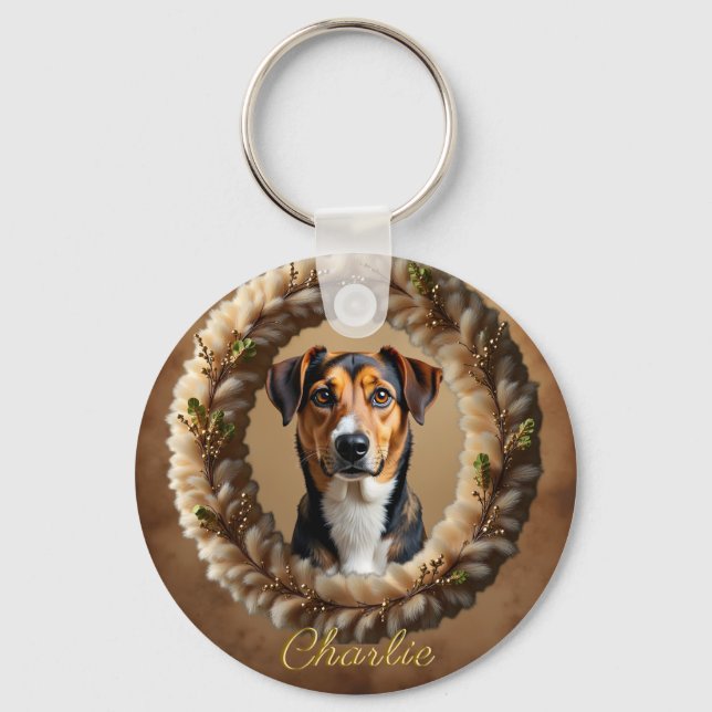 Custom Pet Portrait – Just Upload a Simple Photo Key Ring (Front)