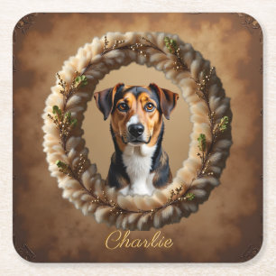 Custom Pet Portrait – Just Upload a Simple Photo Square Paper Coaster
