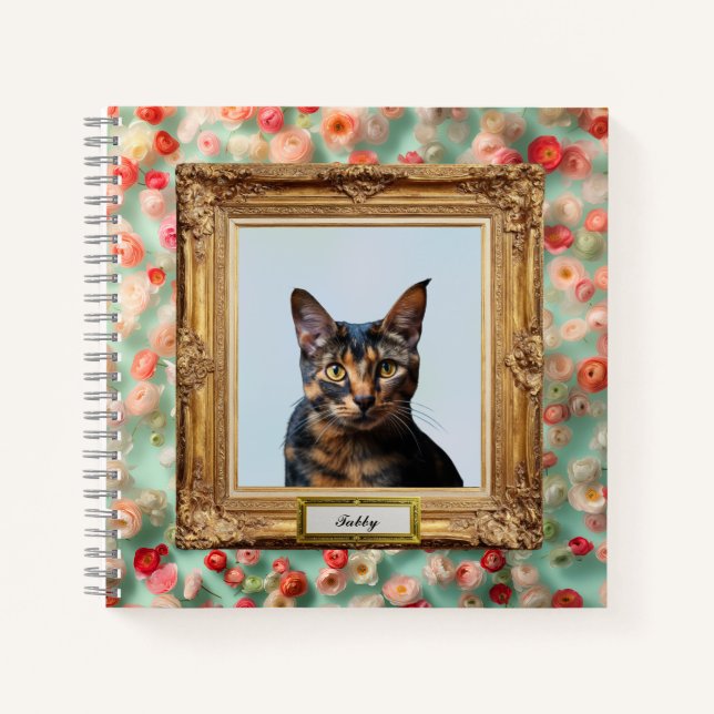 Custom Pet Portrait Notebook – Your Cat in a Frame (Front)