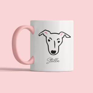 Custom Pet Portrait Stylish Dog Mom Greyhound Two-Tone Coffee Mug