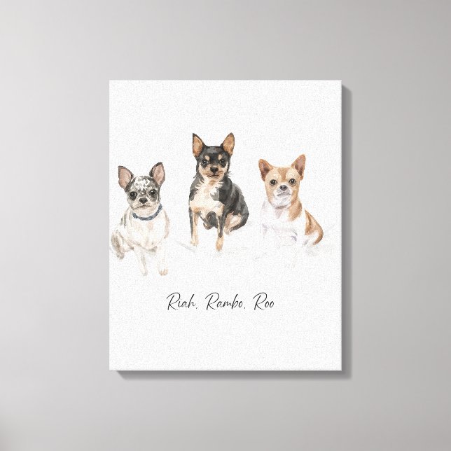 Custom Pet Portrait Watercolor Canvas Print (Front)