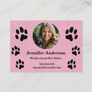 Custom Pet Sitter Business Card – Soft Pink Linen 
