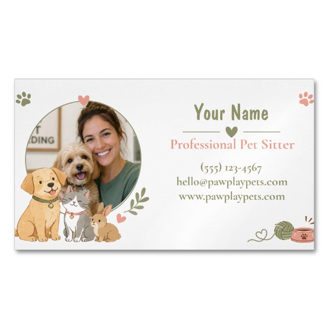 Custom Pet Sitter Car Magnet with Photo  (Front)