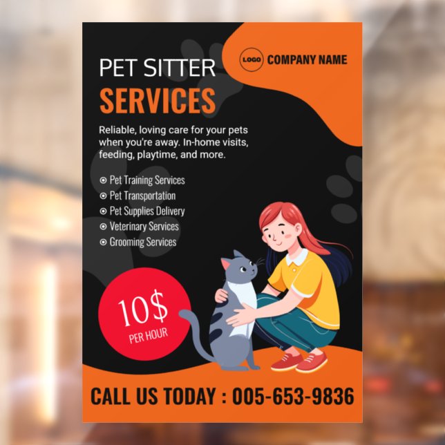 Custom Pet Sitter Services Window Cling (Sheet 2)