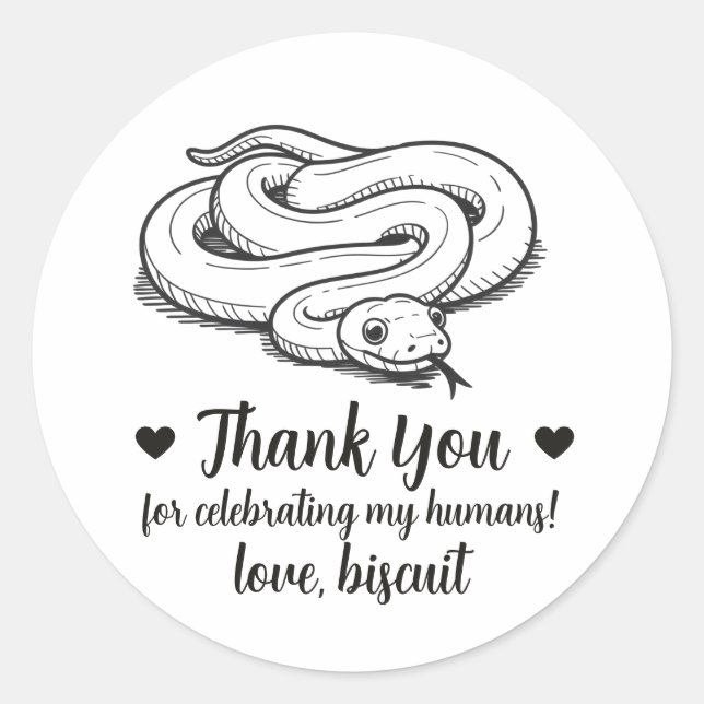 Custom Pet Snake Wedding Favour Stickers (Front)