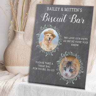 Custom Pet Wedding Favour Photo Dog Biscuit Bar  Pedestal Sign