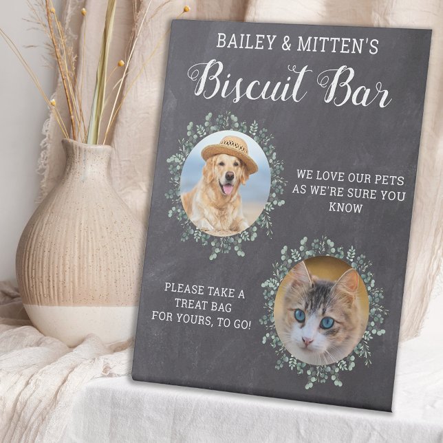 Custom Pet Wedding Favour Photo Dog Biscuit Bar  Pedestal Sign (Creator Uploaded)