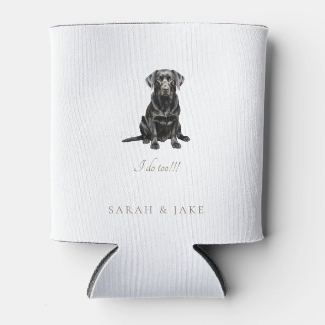Custom Pet Wedding Napkins Black Lab Can Cooler (Front)