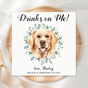 Custom Pet Wedding Open Bar Golden Retriever Dog Napkin
