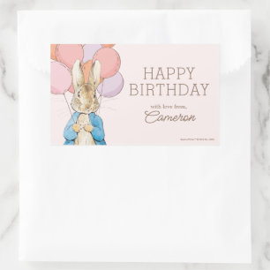 Custom Peter Rabbit Pink Birthday Rectangular Sticker