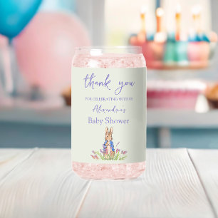Custom Peter the rabbit Baby shower Thank You Can Glass