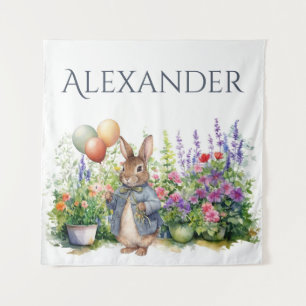Custom Peter the rabbit balloons garden Tapestry