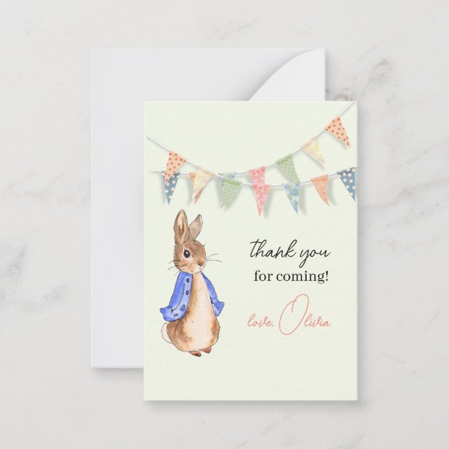 Custom Peter the rabbit with buntings Thank You Card (Front)