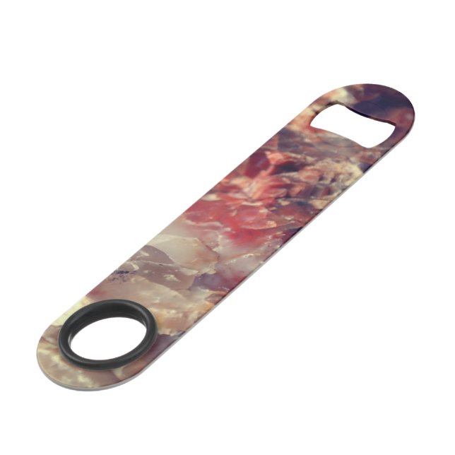 Custom Petrified Wood w Quartz- Bottle Opener (Back Angled)