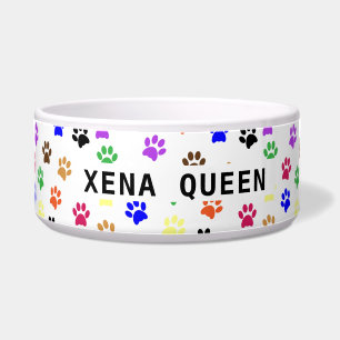 Custom Pet's Name Colourful Paw Prints Ceramic Pet