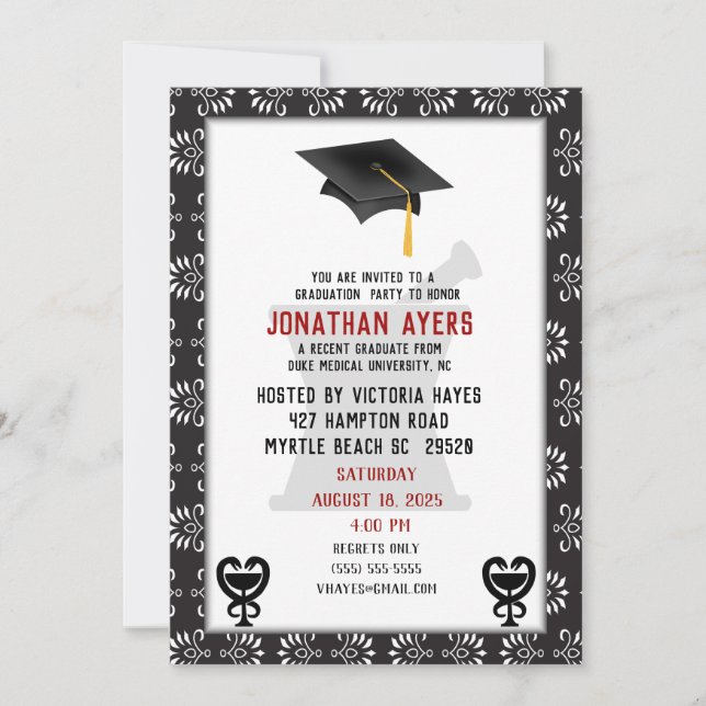 Custom Pharmacist Graduation Invitation (Front)