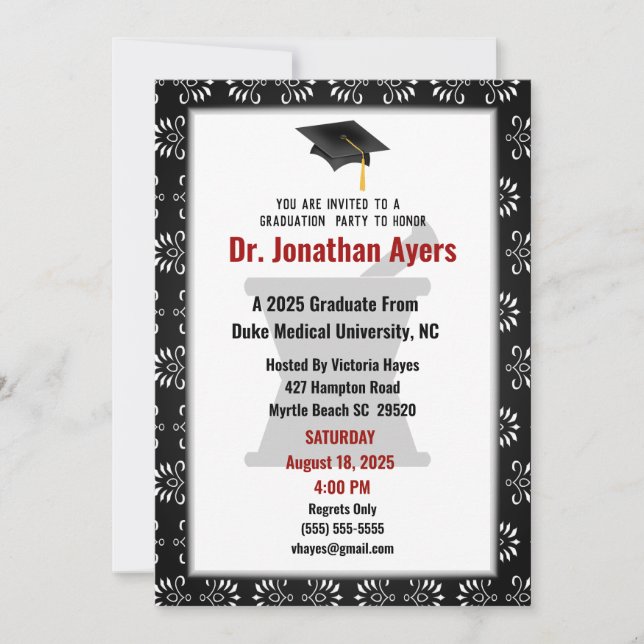 Custom Pharmacist Graduation Invitation (Front)
