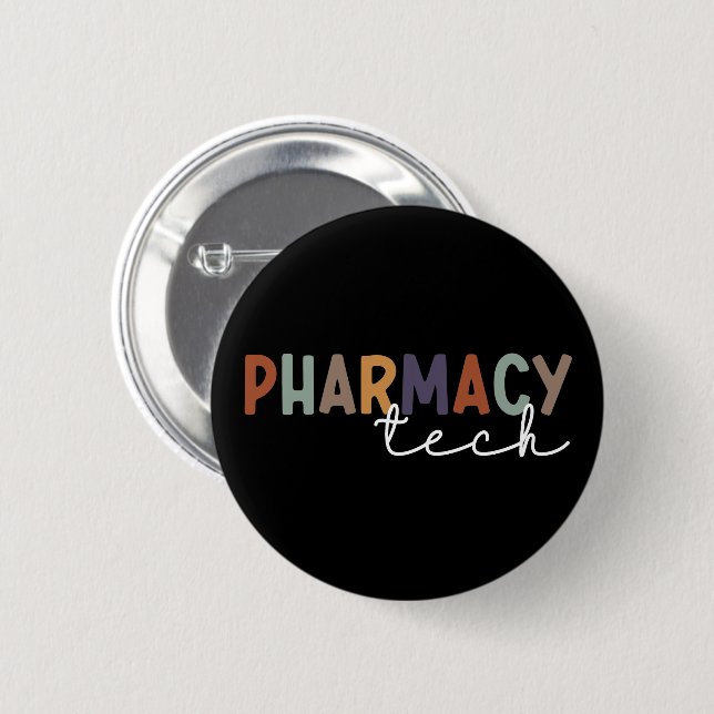 Custom Pharmacy Tech Retro Pharmacy Technician 6 Cm Round Badge (Front & Back)