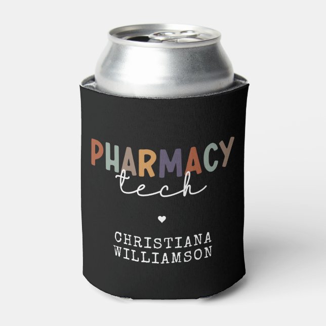 Custom Pharmacy Tech Retro Pharmacy Technician Can Cooler (Can Front)