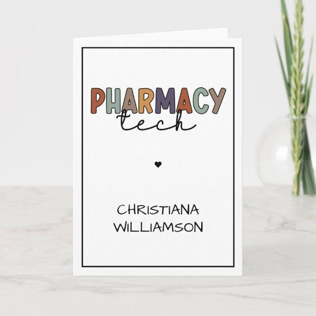 Custom Pharmacy Tech Retro Pharmacy Technician Card (Front)