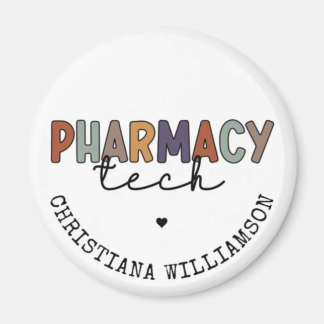 Custom Pharmacy Tech Retro Pharmacy Technician Magnet (Front)