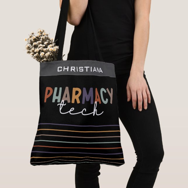 Custom Pharmacy Tech Retro Pharmacy Technician Tote Bag (Close Up)