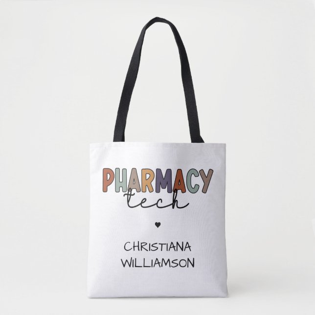 Custom Pharmacy Tech Retro Pharmacy Technician Tote Bag (Front)