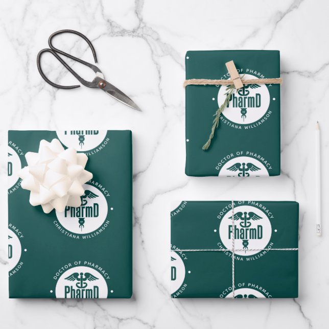 Custom PharmD Doctor of Pharmacy Graduation Wrapping Paper Sheet (Front)
