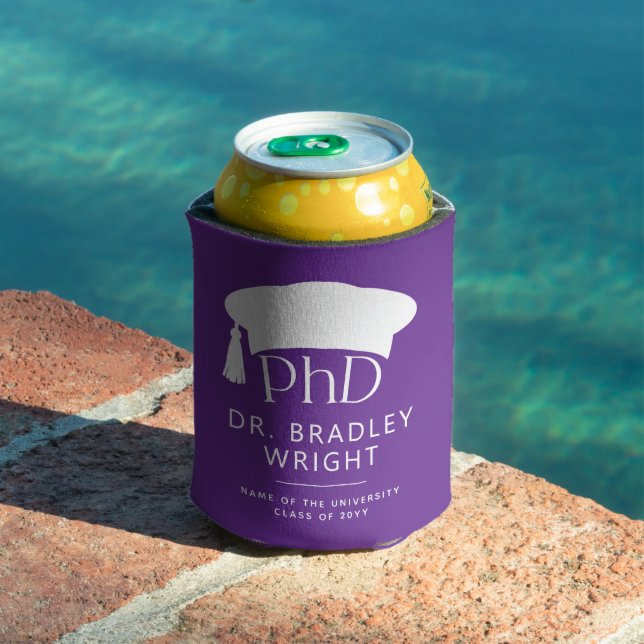 Custom PhD Doctoral Hat Doctoral Degree Graduation Can Cooler (In Situ Pool)