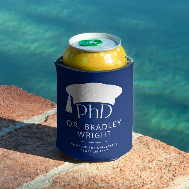 Custom PhD Doctoral Hat Doctoral Degree Graduation Can Cooler (In Situ Pool)