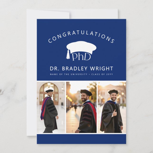 Custom PhD Doctoral Hat Doctoral Degree Graduation Card (Front)