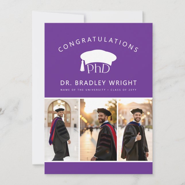 Custom PhD Doctoral Hat Doctoral Degree Graduation Card (Front)