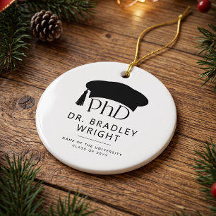 Custom PhD Doctoral Hat Doctoral Degree Graduation Ceramic Tree Decoration