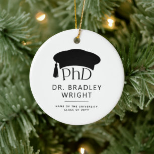 Custom PhD Doctoral Hat Doctoral Degree Graduation Ceramic Tree Decoration