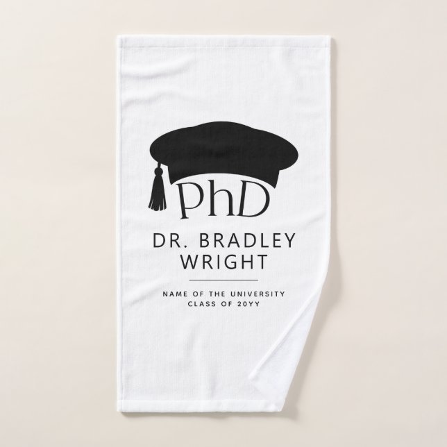 Custom PhD Doctoral Hat Doctoral Degree Graduation Hand Towel (Hand Towel)