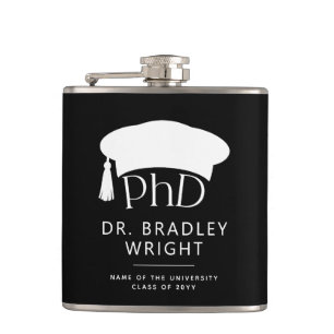 Custom PhD Doctoral Hat Doctoral Degree Graduation Hip Flask